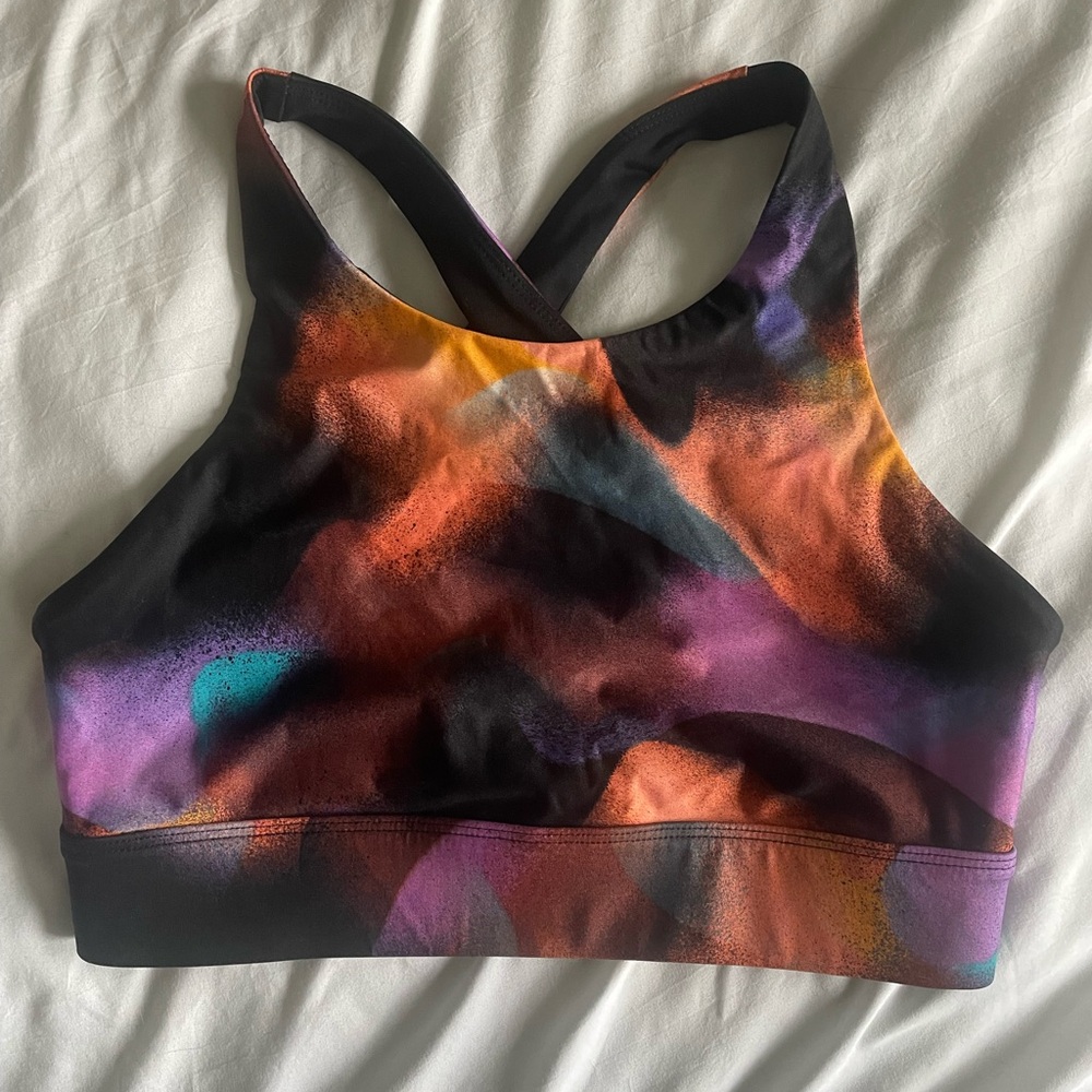 Fabletics Black and Orange Sports Bra Intimates
